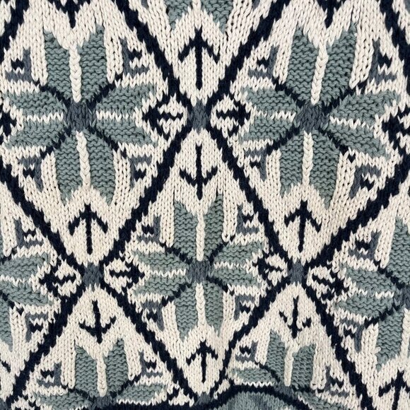 Vintage Jones New York Chunky 3D Knit Sweater Size M White Blue Crosby Dad 90s - Picture 2 of 9